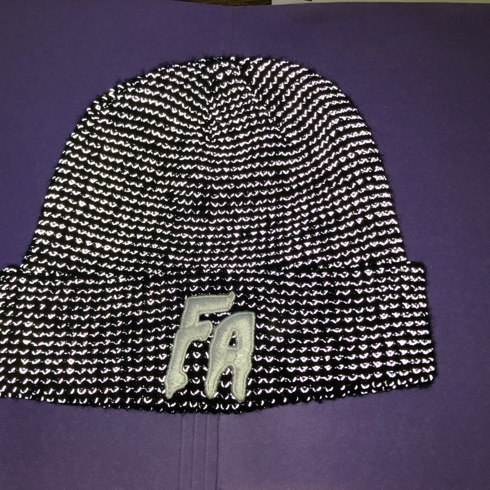 F***ing Awesome (FA) knit cap, reflective thread 3M
